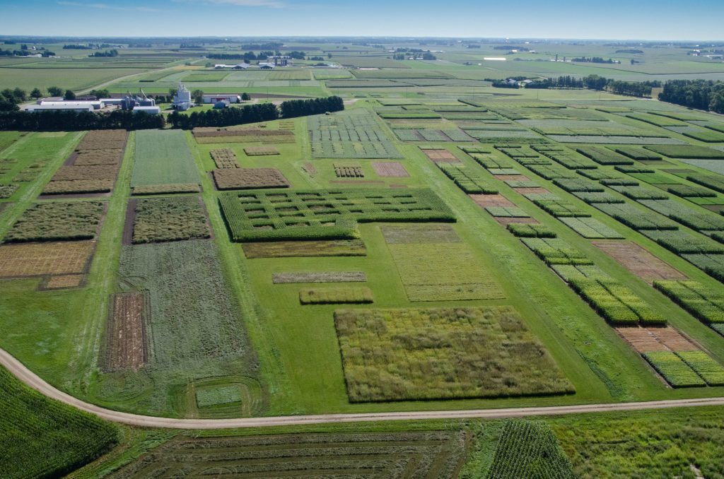 Arlington Agricultural Research Station aerial view of research crop plots